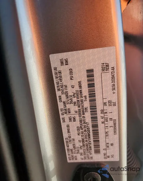 2022 Ford F150 Lightning Pro from USA, damaged, VIN 1FT6W1EV1NWG05717